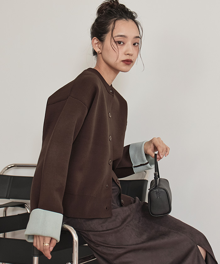 バイカラーデザインニットカーディガン【miette ミエット】 | titivate