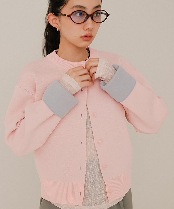 バイカラーデザインニットカーディガン【miette ミエット】 | titivate