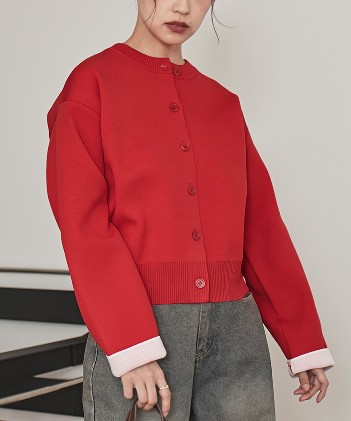 バイカラーデザインニットカーディガン【miette ミエット】 | titivate