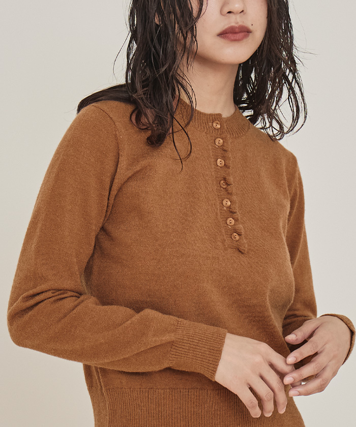 フリルヘンリーネックニット【miette ミエット】【メール便可／100