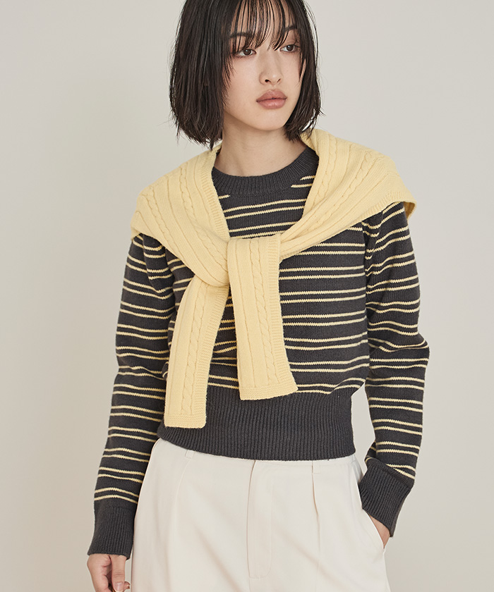 ショール付きマルチボーダーニット【miette ミエット】 | titivate