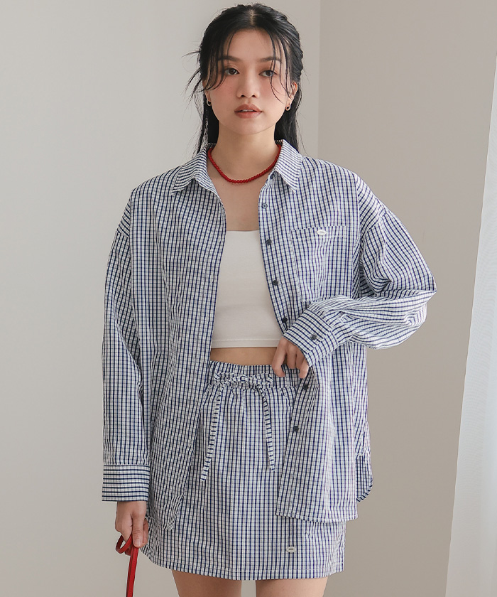 サッカーチェックシャツスカートセット【miette ミエット】 | titivate