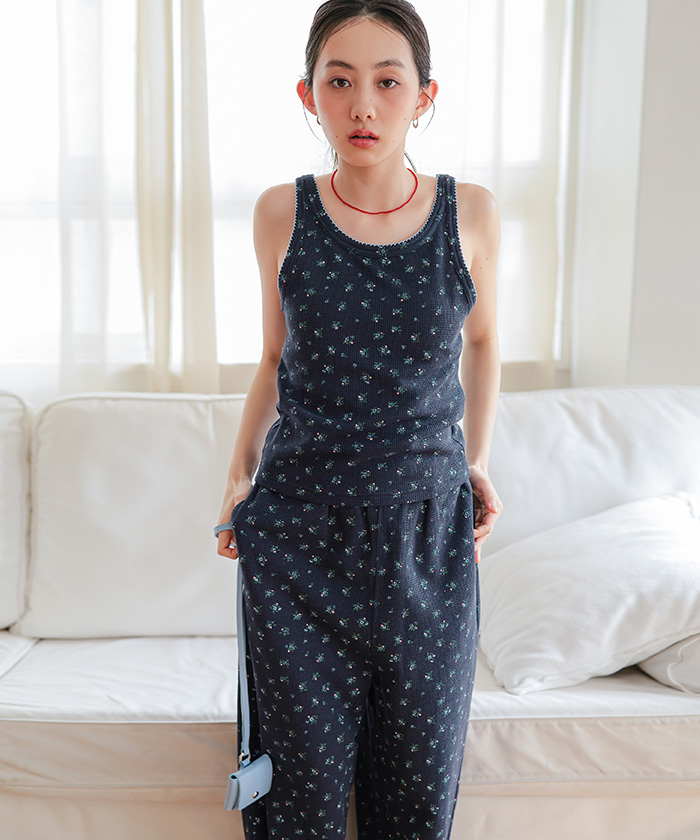花柄ワッフルキャミセットアップ【miette ミエット】 | titivate